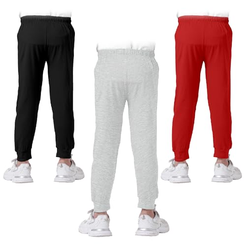 Image of KYDA KIDS 100% Cotton Track Pants for Boys | Premium Printed Soft Single Jersey Fabric | Elastic Waist Loose Fit Summer Full Length with Rib Hem (Pack of 3)