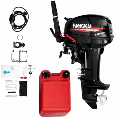 2 Stroke 18HP Outboard Motor, 246CC Fishing Boat Kayak Engine Heavy Duty Fishing Boat Engine Outboard Motor Kit with Water Cooling System & CDI Ignition(5500RPM)