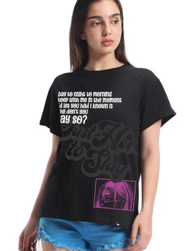T-shirt ample femme noir M vêtement coupe large Azabache_654675