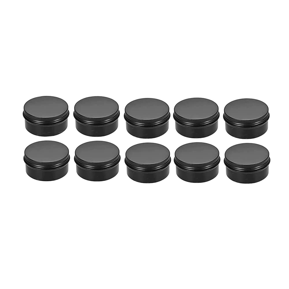 YEHEI10 Packs Empty Jars, Black Aluminium Tin Cans, Metal Jars with Screw Cap, Metal Jars, Lip Balm Jars, Cosmetic Containers