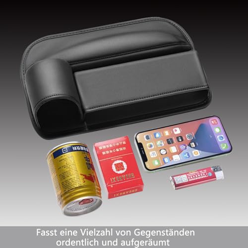 Diyxisk Mittelkonsole Organizer Auto, 30x20x2.5cm Auto Organizer Mittelkonsole, Schwarz Autotasche, Autositz Konsole Seitentaschen, mit Löchern, für Kleinigkeiten, Handys (Hauptfahrersitz)