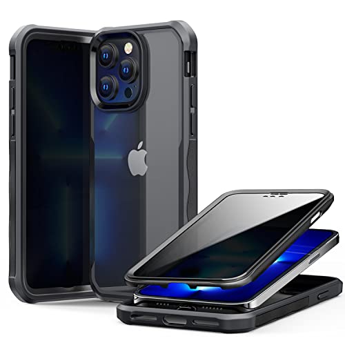 OMGZONE Privacy Case for iPhone 12/iPhone 12 Pro,Screen Protector built-in Anti Peeping Tempered Glass Full Body Case,360 Degree Shockproof Bumper Case for iPhone 12/12 Pro,Black