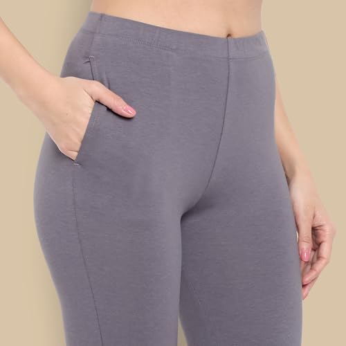 Image of ONE SKY Women Full Length Leggings | Cotton Modal Spandex Blend | High Waist Stretchable & Bio-Washed Fabric | Colour-Lock Technology | Comfortable Leggings for Women