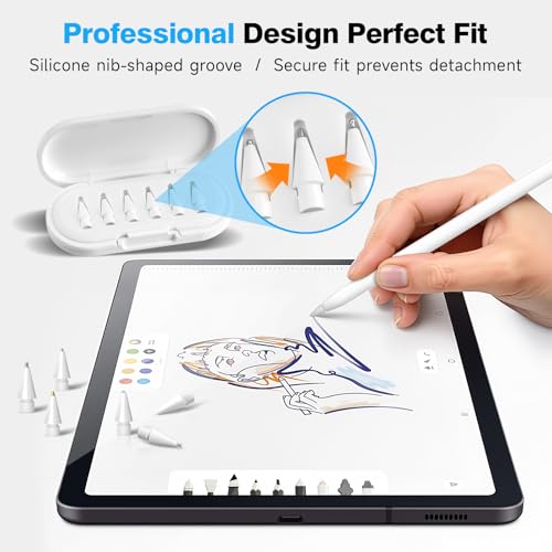Image of 2026 Upgraded 6 Pack Apple Pencil Tips Replacement Accessories for Apple Pencil Pro /1st Gen /2nd Gen /USB-C, Apple Pen Writing Tips, Metal Drawing Tips (White)