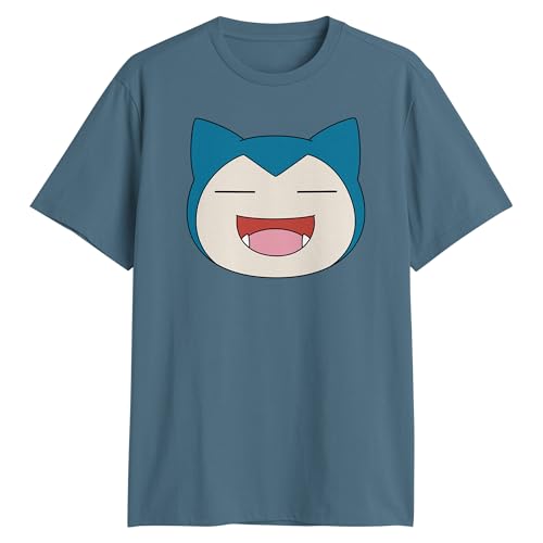 Pokemon Big Face Charmander Pikachu Squirtle Bulbasaur Psyduck Snorlax Adult T-Shirt, Slate, S