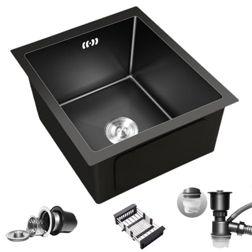 CSXSXAUO Lavavajillas de Acero Inoxidable con un Solo Recipiente y escurridor, versátil, de tamaño pequeño, Ideal para Cocina de autocaravanas, restaurantes y Tiendas (45 x 30 x 21,5 cm)