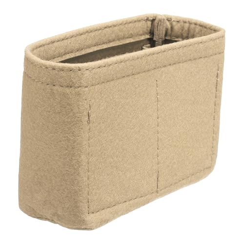 uxcell Purse Organizer Insert, Felt Portable Handbag Shaper Multiple Compartments Liner Pouch for Handbag Purse Tote Bag, 5.3" x 2" x 4", Beige