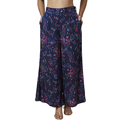 Image of Globus Women Blue Paisley Print Co-Ord Set with Top and Palazzo-3638348001