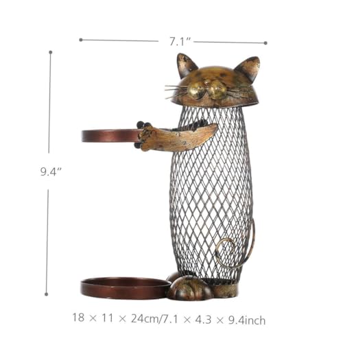 Soporte creativo para botellas de vino de hierro con forma de gato miniatura 2