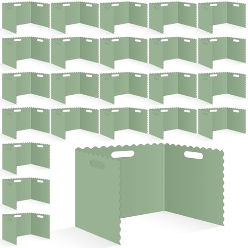 FYSUIMU 24Pcs Student Desk Privacy Boards Scalloped Sage Green