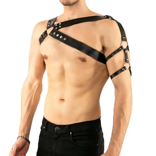 VKFOFEG Harness Männer Leder Verstellbarer Herren Harness Körpergeschirr Körper Geschirr Body Brust Herren
