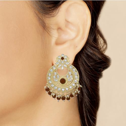 Pendientes Kundan de perlas para bodas y festivales tradicionales 4