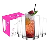 LAV Collins Tall & Slim Glasses for Cocktails, Mojito, Iced Coffee, Juice | Highball Glasses Set of 6 | Restaurant, Bar Glasses for Beverages,Clear Mixed Drink Glass, Clear Drinking Cups | 12.2 oz