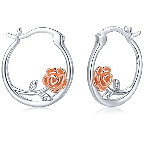 Pendientes de plata de ley 925 con margarita rosada y girasol, regalos para mujeres, pequeños aretes de aro Huggie Cover