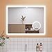 Produktbild Aica Sanitär Badspiegel LED 80×60cm Uhr Schminkspiegel 3 Lichfarbe dimmbar Anti-Beschlag Spiegel mit Beleuchtung Explosionsschutzfolie energiesrarend