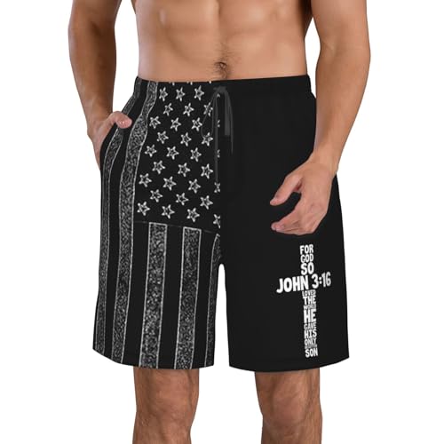 for God So Loved The World John 3：16 Christian Men's Swim Trunks Swim Shorts Board Shorts Swimsuit Men's Beach Shorts