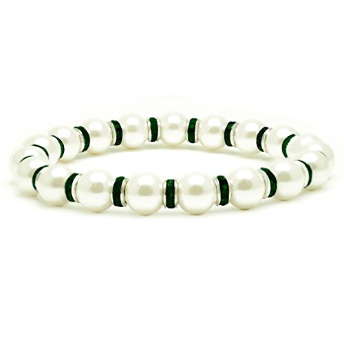 Accents Kingdom Hematita magnética para mujer Tuchi o el hombro con perla blanca cristalizada con de cristal de Emerald, 19,05 cm