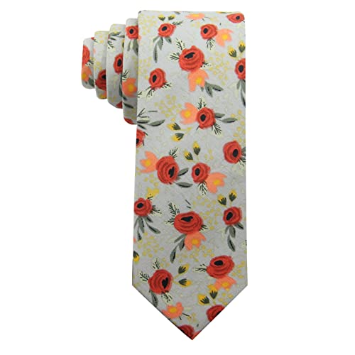 Image of Mantieqingway Men's Cotton Floral Neck Tie 2.56'' Printed Skinny Tie