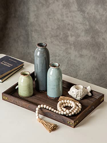 Ceramic Vase Set Of 3, Small Vase For Modern Farmhouse Decoration, Living Room Accents & Dining Table Centerpieces,Idea Bookshelf Décor, Mantel And Entrance Decorative-Multicolor #TOP1