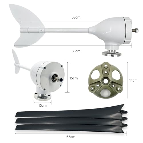 Kit generador de turbina eólica pequeña de alta eficiencia de 180W/1000W/1200W 12V/24V/48V con controlador MPPT y 3 aspas para sistemas domésticos, de alumbrado público y de monitoreo.