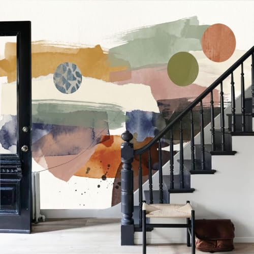 Papier peint panoramique texture géométrique 3d crème 184x127cm | Tapisserie murale salon chambre