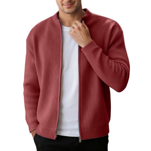 Veste en tricot zippée homme coupe droite veste de transition confortable