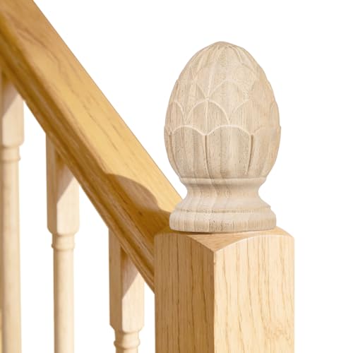 Soimiss 1 Remate De Piña De Madera Tallada, Embellecedor Clásico Para Postes De Escalera Y Vallas, Tapa Decorativa De Madera Maciza Sin Terminar Para Pintar O Teñir, Estilo Europeo, 12x8x8cm