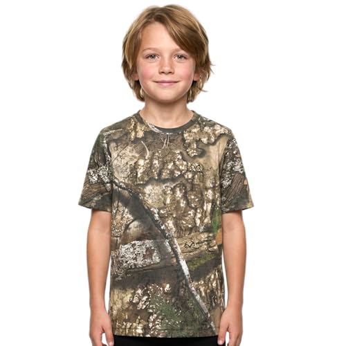 Realtree APX Youth Camo Emblem Free Short Sleeve Cotton Blend Kids Crewneck Hunting Tee Shirt (US Alpha Large Regular RT APX Camo Cotton Blend Emblem-Free)