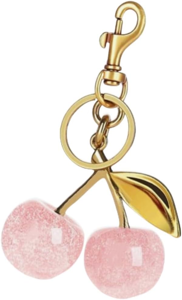 Cherry Keychain Bag Charm for Purses–Cute Keyring Accessories for Women, Fashionable Handbag Charms for Car Keys
