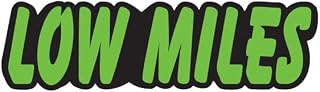 Low Miles Die-Cut Window Stickers for Car Dealerships – Green on Black Weatherproof Vinyl, (13.5 x 3.5) Inch, Durable and Vibrant Easy On/Off Adhesive Stickers - Pack of 24