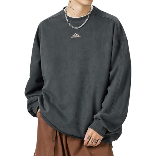 トレーナー メンズ スエード 長袖tシャツ 秋服 スウェット プルオーバー