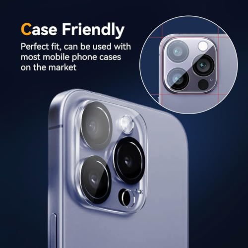 Image of Camera Lens Protector Compatible with iPhone 15 Pro Max (Pack of 3) | 9H Tempered Glass Camera Lens Guard | Scratch Resistant | HD Clear | Anti-Fingerprint | Easy Installation | Bubble Free