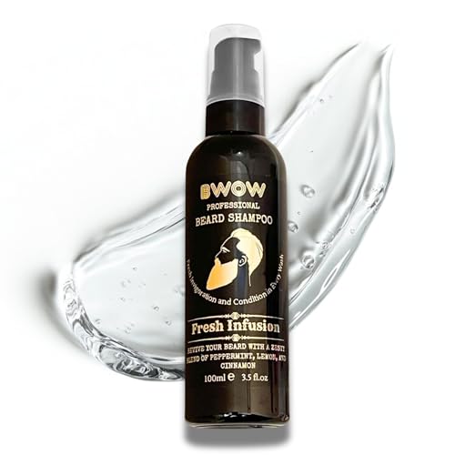 Pro Beard Shampoo for Men Natural Vegan Cleanser to Hydrate Condition Refresh & Revive Beard Hair with Peppermint Lemon & Cinnamon Oils SLS Free Paraben Free Gentle Daily Wash Fresh Infusion 100ml