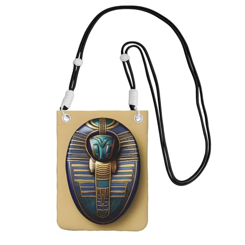 kurue Kleine Umhängetasche mit ägyptischen Skarabäen, Handytasche, Geldbörse, Geldbörsen mit verstellbarem Riemen für Damen, Schwarz, Einheitsgröße