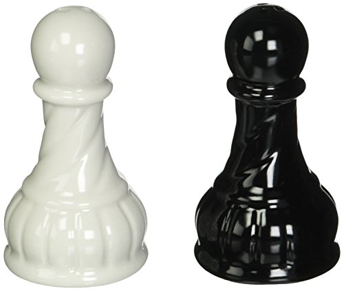 CG SS-CG-56902 Black & White Ceramic Chess Pawn Salt & Pepper Shakers, 3.625