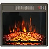 HOSEOKA 18' Electric Fireplace Insert, Electric Fireplace Heater for TV Stand Indoor Electric Stove with Remote Control, Adjustable Log Flame