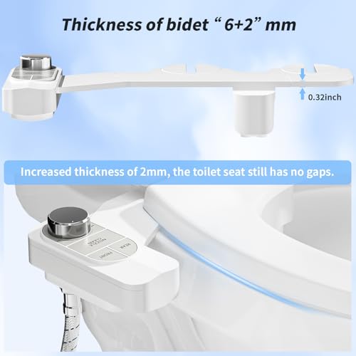 Image of SAMODRA Non-Electric Bidet Attachment for Toilet - Self-Cleaning Dual Nozzle (Frontal & Rear Wash), Adjustable Water Pressure, Fits Most Toilets, Easy Installation (Pebble Gray)