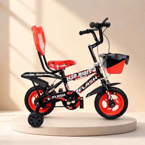 Image of Flash Baby Cycle for Kids 2-3Years | 10 Inch Bike with Training Wheels, Storage Basket, Comfortable Seat & Carrier