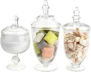 Mantello Decor Glass Apothecary Jars (Clear, Small, Set of 3)