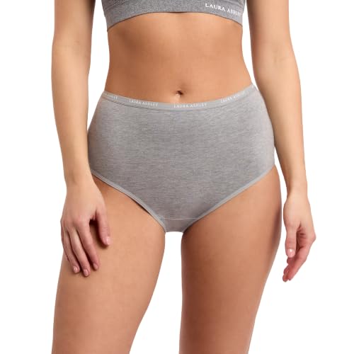 Image of Laura Ashley Women's Cotton Brief Underwear Set, High-Waisted Panties for Women, 5-Pack