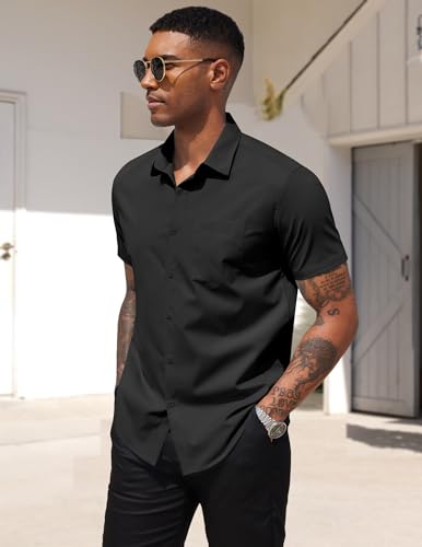 COOFANDY Men's Dress Shirts Short Sleeve Business Casual Regular Fit Button Down Shirts with Pocket3