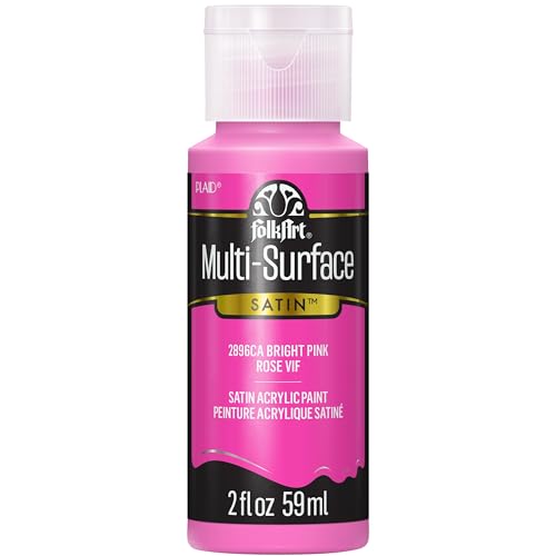FolkArt Multi-Surface Acrylic Paint in Assorted Colors (2 oz), 2896, Bright Pink