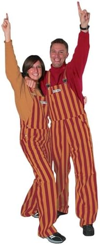 Game Bibs Maroon & Gold Adult Striped Game Day Overalls for Men and Women - Sporting Event and Tailgating Attire