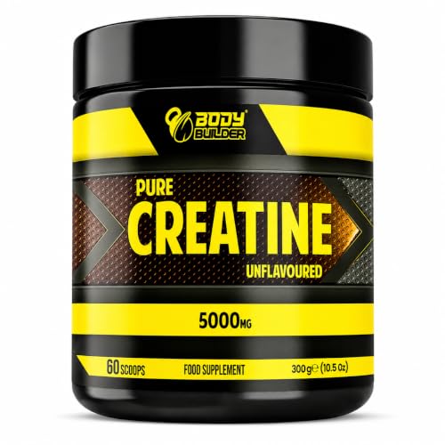 Creatine Monohydrate Powder by Body Builder - 5000mg - 100% Micronized Creatine - for Enhancing Energy Strength & Muscle Growth for Men & Women - Vegan (60 Serv Unflavored)