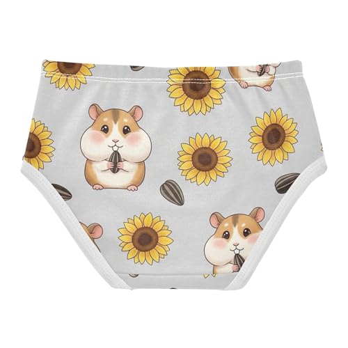 Cute Cartoon Hamsters Sunflowers Toddler Girls Underwear 2t Cotton Girl Panties Cute Fun Print Briefs Girls Undies2
