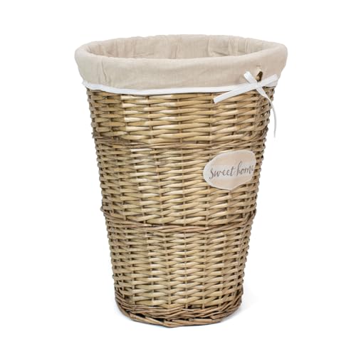 The Secret Home - Cesto para Ropa Sucia - Cesto Pongotodo de Mimbre - Alto. 51 cm x Diámetro. Ø40 cm - Canasto de Lavandería - Ideal para Colada (Modelo 2)