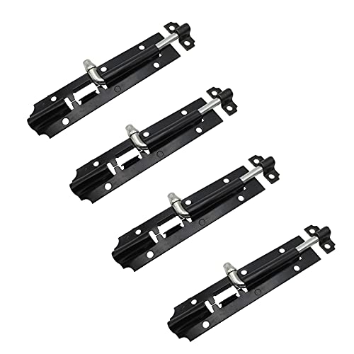 4 Piezas Perno de Pestillo de acero Inoxidable, Pestillo Deslizante, Candado de Seguridad de Perno, para Baños, Jardines, Puertas de Habitaciones,(Negro) Cover