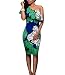 PRETTYGARDEN Women's One Off Shoulder Floral Printed Ruffle Chest Bodycon Midi Dress (Medium, Style 1)