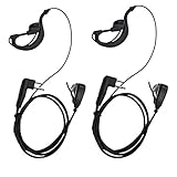 Lsgoodcare Advanced G Shape Police Earpiece Headset PTT Mic for 2-pin Motorola Radio CP040 CP200 XTNi DTR VL50-2Pack