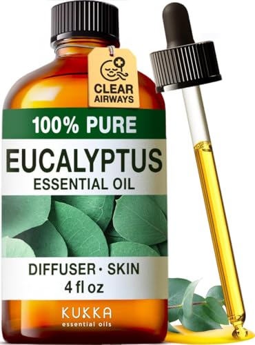 KUKKA 100% Pure & Natural essential oils Eucalyptus Essential Oil for Diffuser, Humidifier, Skin, Hair & DIY Soap Making Scents(4 Fl Oz/118 ml)